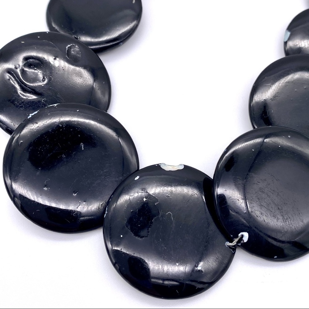 VGUC Black Abalone Shell Disc Choker & Earring Set - Picture 6 of 11
